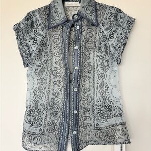 Zimmermann Blue Paisley Button-Up Blouse